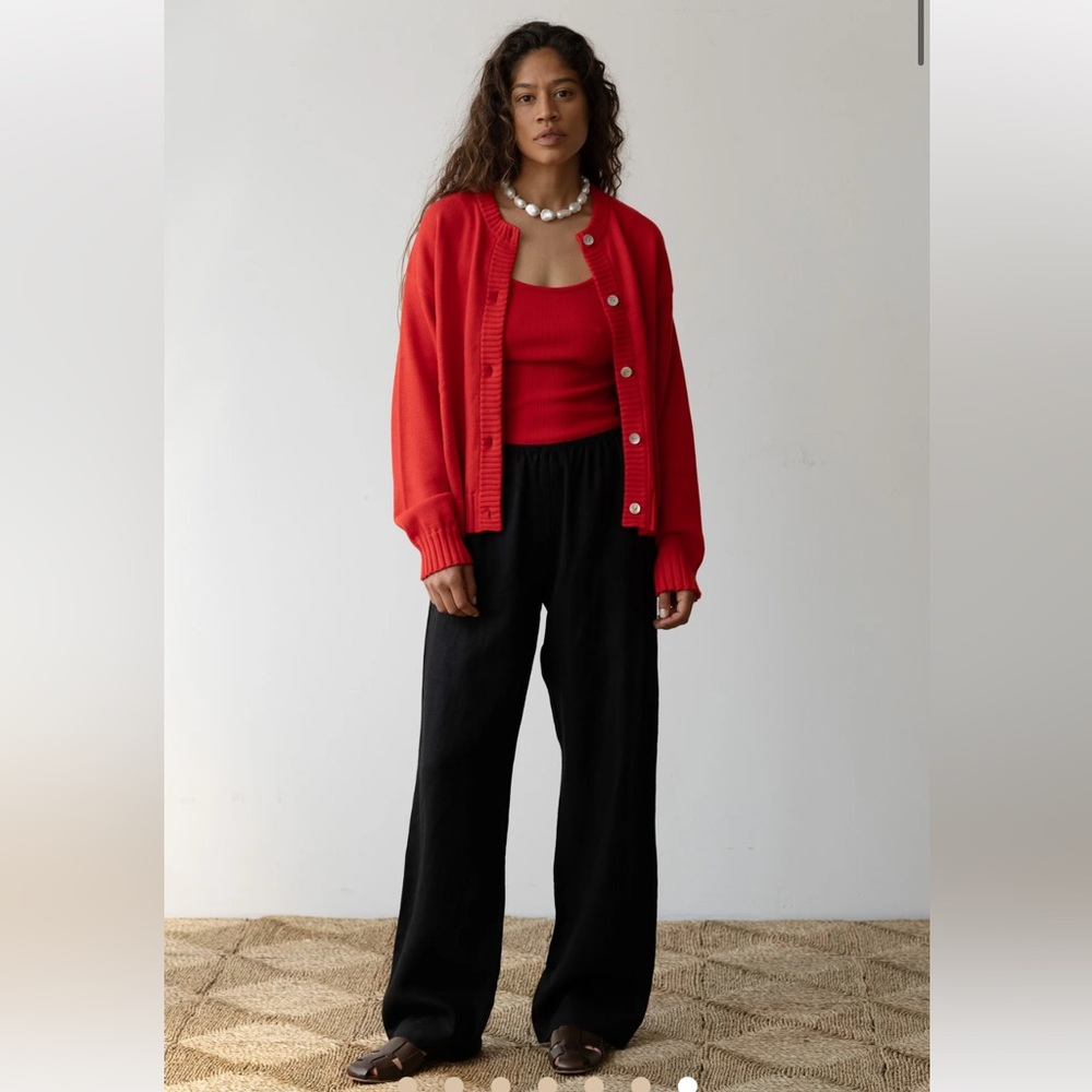 Donni The Linen Simple Pant in Black